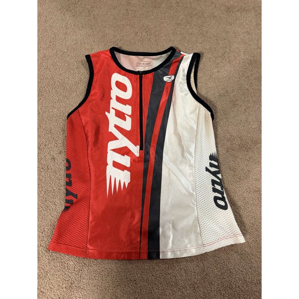 SUGOi Women Cycling Large Tank Top Mesh Black White Red Sleeveless Compression